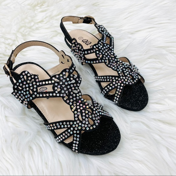 Kids black rhinestoned heel - Picture 5 of 8